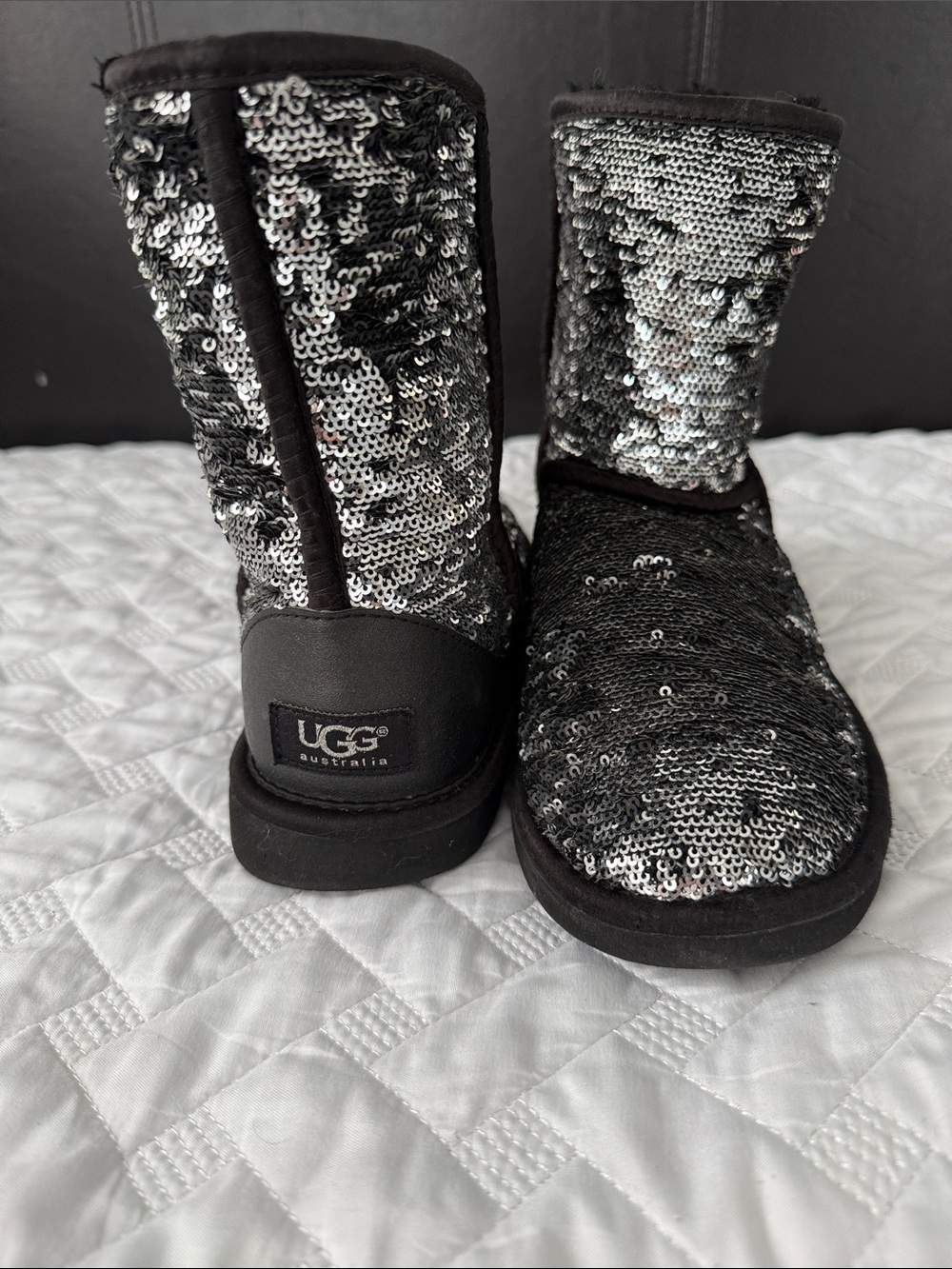 UGG Sequin Short Boot - Black & Silver